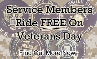 Veterans ride absolutely FREE on Veterans Day Weekend